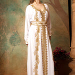 Side of Aaliyah White Moroccan Caftan With Hand Embroidery