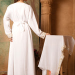 Back of Aaliyah White Moroccan Caftan With Hand Embroidery