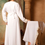 Back of Aaliyah White Moroccan Caftan With Hand Embroidery
