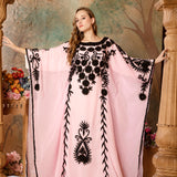 Front of Abeer Pink Stylish Abaya Dress With Hand Embroidery