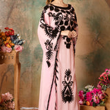 Side of Abeer Pink Stylish Abaya Dress With Hand Embroidery