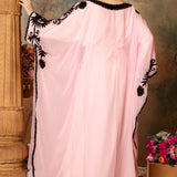 Back of Abeer Pink Stylish Abaya Dress With Hand Embroidery