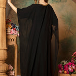 Back of Aisha Black Farasha Kaftan With Hand Embroidery