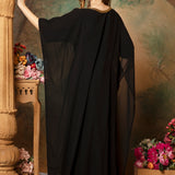 Back of Aisha Black Farasha Kaftan With Hand Embroidery