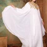 Front of Amina White Farasha Kaftan With Hand Embroidery