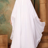 Back of Amina White Farasha Kaftan With Hand Embroidery