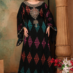 Front of Asiyah Black Brasso Caftan With Hand Embroidery