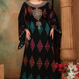 Front of Asiyah Black Brasso Caftan With Hand Embroidery