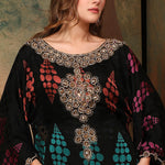 Closeup of Asiyah Black Brasso Caftan With Hand Embroidery