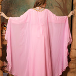Back of Ayah Pink Farasha Kaftan With Hand Embroidery