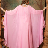 Back of Ayah Pink Farasha Kaftan With Hand Embroidery