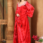 Side of Ayna Red Cotton Kaftan With Thread Work