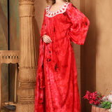 Side of Ayna Red Cotton Kaftan With Thread Work