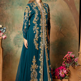 Side of Clara Green Moroccan Caftan With Hand Embroidery