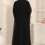 Back of Daur Black Moroccan Caftan with Hand Silver Embroidery 
