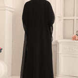 Back of Daur Black Moroccan Caftan with Hand Silver Embroidery 