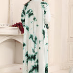 Back of Dua Green Cotton Printed Kaftan with Lace Work 