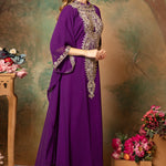 Side of Faiza Purple Farasha Kaftan With Hand Embroidery