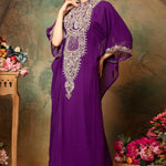 Faiza Purple Farasha Kaftan With Hand Embroidery