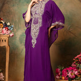 Faiza Purple Farasha Kaftan With Hand Embroidery