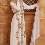 Farida White Moroccan Caftan With Hand Embroidery