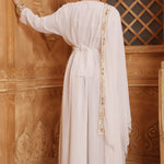 Back of Farida White Moroccan Caftan With Hand Embroidery