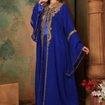 Side of Fatima Royal Blue Inner Jacket Caftan With Lace Work