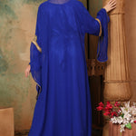 Back of Fatima Royal Blue Inner Jacket Caftan With Lace Work