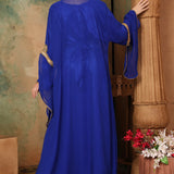 Back of Fatima Royal Blue Inner Jacket Caftan With Lace Work