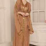 Women wearing Fatin Brown Georgette Moroccan Takchita