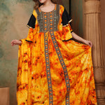 Side of Helena Orange And Black Cotton Kaftan With Thread Work