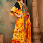 Side of Helena Orange And Black Cotton Kaftan With Thread Work