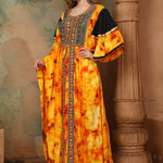 Side of Helena Orange And Black Cotton Kaftan With Thread Work