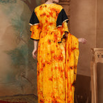 Back of Helena Orange And Black Cotton Kaftan With Thread Work