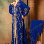 Iman Blue Moroccan Caftan With Hand Embroidery