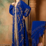 Iman Blue Moroccan Caftan With Hand Embroidery