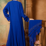 Back of Iman Blue Moroccan Caftan With Hand Embroidery