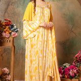 Side of Jasmine Yellow Cotton Kaftan With Thread Work