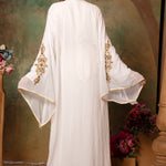 Back of Khadija White Moroccan Caftan With Hand Embroidery