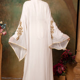 Back of Khadija White Moroccan Caftan With Hand Embroidery