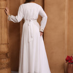 Back of Laila White Moroccan Caftan With Hand Embroidery