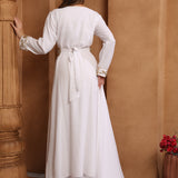Back of Laila White Moroccan Caftan With Hand Embroidery