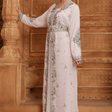 Side of Leena White Moroccan Caftan With Hand Embroidery