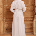 Back of Leena White Moroccan Caftan With Hand Embroidery
