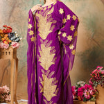 Front of Lina Purple Stylish Abaya Dress With Hand Embroidery