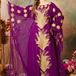 Lina Purple Stylish Abaya Dress With Hand Embroidery