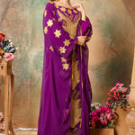 Side of Lina Purple Stylish Abaya Dress With Hand Embroidery