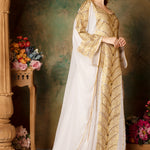 Side of Maha White Stylish Abaya Dress With Hand Embroidery
