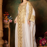 Maha White Stylish Abaya Dress With Hand Embroidery