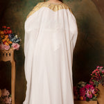 Back of Maha White Stylish Abaya Dress With Hand Embroidery